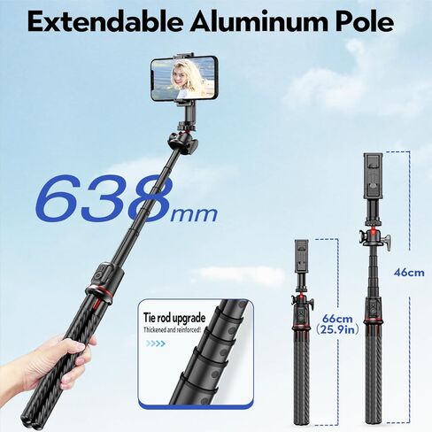 Fotopro Camera Tripod, Mini Flexible Extendable Tripod Stand with Extension Pole Compatible with Canon Nikon Sony Cameras Phone in Kuwait