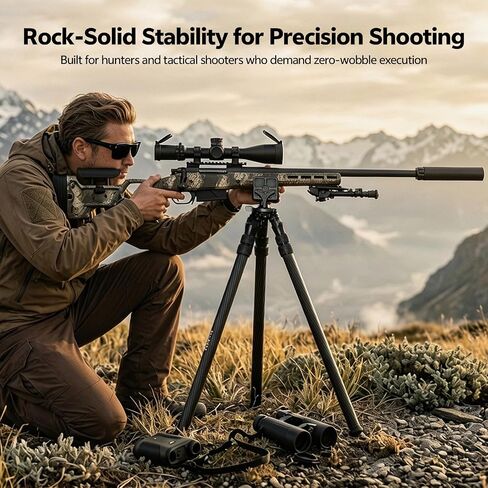 TONYBOO Carbon Fiber Tripod for Hunting with Rifle Saddle Clamp, CNC Machining Heavy Duty Rifle Tripod with 360° Ball Head,Lightweight, Stable Shooting Rest for Rifles, Crossbows - TQ-2836-U8 in Kuwait