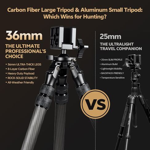 TONYBOO Carbon Fiber Tripod for Hunting with Rifle Saddle Clamp, CNC Machining Heavy Duty Rifle Tripod with 360° Ball Head,Lightweight, Stable Shooting Rest for Rifles, Crossbows - TQ-2836-U8 in Kuwait