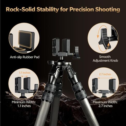 TONYBOO Carbon Fiber Tripod for Hunting with Rifle Saddle Clamp, CNC Machining Heavy Duty Rifle Tripod with 360° Ball Head,Lightweight, Stable Shooting Rest for Rifles, Crossbows - TQ-2836-U8 in Kuwait