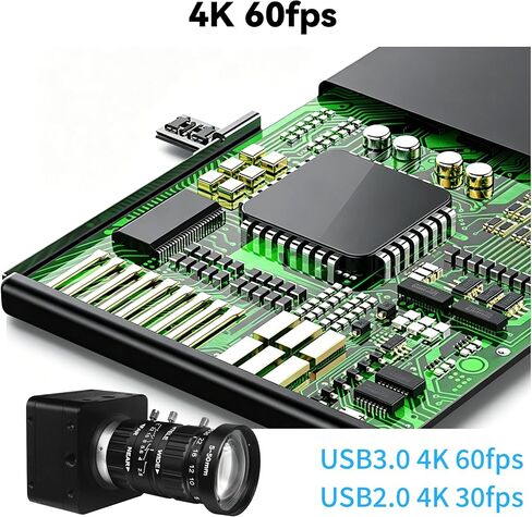 SVPRO USB3.0 Camera, 60fps High Speed 4K USB Camera, 8.3MP Manual Focus Webcam with 5-50mm CS Lens, 10X Zoom Streaming Cam UVC Plug and Play for Windows/Linux/Mac/Android in Kuwait