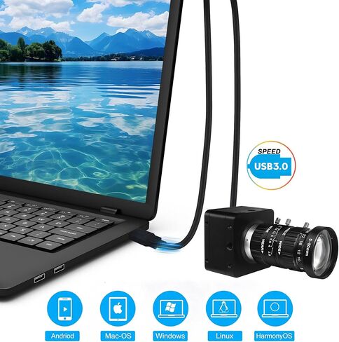 SVPRO USB3.0 Camera, 60fps High Speed 4K USB Camera, 8.3MP Manual Focus Webcam with 5-50mm CS Lens, 10X Zoom Streaming Cam UVC Plug and Play for Windows/Linux/Mac/Android in Kuwait