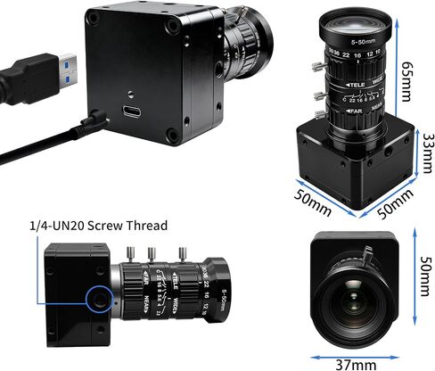 SVPRO USB3.0 Camera, 60fps High Speed 4K USB Camera, 8.3MP Manual Focus Webcam with 5-50mm CS Lens, 10X Zoom Streaming Cam UVC Plug and Play for Windows/Linux/Mac/Android in Kuwait