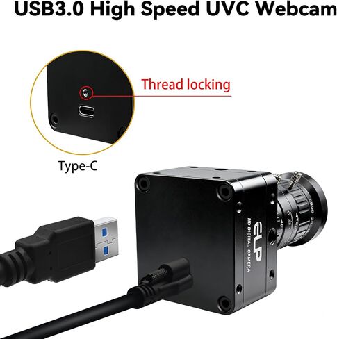 SVPRO USB3.0 Camera, 60fps High Speed 4K USB Camera, 8.3MP Manual Focus Webcam with 5-50mm CS Lens, 10X Zoom Streaming Cam UVC Plug and Play for Windows/Linux/Mac/Android in Kuwait