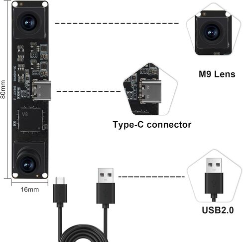 USB Stereo Camera, 1080P 60FPS Binocular Camera for Stereo Vision in Kuwait