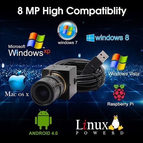 2.8-12mm Varifocal Lens USB Camera 8 Megapixel Webcamera with Image Sensor Webcam Super High Difinition 3264X2448 USB Camera Outdoor Indoor Webcamera for Video Systems in Kuwait