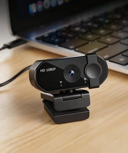 1080P Webcam with AF Auto-Focus, 6+2 Optical Lenses, Independent ISP Noise Reduction & Dual Noise-Canceling Mics, Plug&Play Computer Camera for Zoom/Teams/Facetime in Kuwait