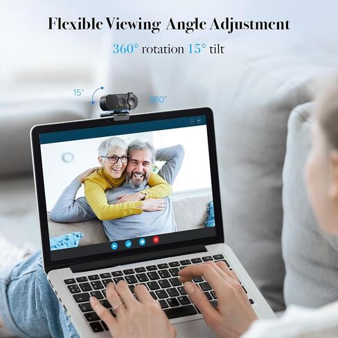 1080P Webcam with AF Auto-Focus, 6+2 Optical Lenses, Independent ISP Noise Reduction & Dual Noise-Canceling Mics, Plug&Play Computer Camera for Zoom/Teams/Facetime in Kuwait