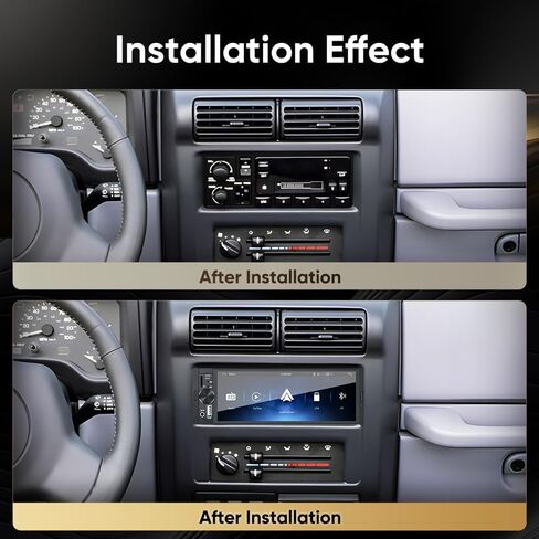 Single Din Car Stereo Radio Upgrade with CarPlay & Android Auto/6.36 Inch HD Touch Screen/Bluetooth/USB Type-C/SWC/EQ/FM Radio/External Mic in Kuwait