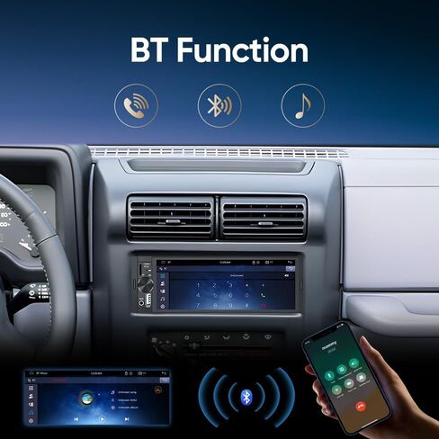 Single Din Car Stereo Radio Upgrade with CarPlay & Android Auto/6.36 Inch HD Touch Screen/Bluetooth/USB Type-C/SWC/EQ/FM Radio/External Mic in Kuwait