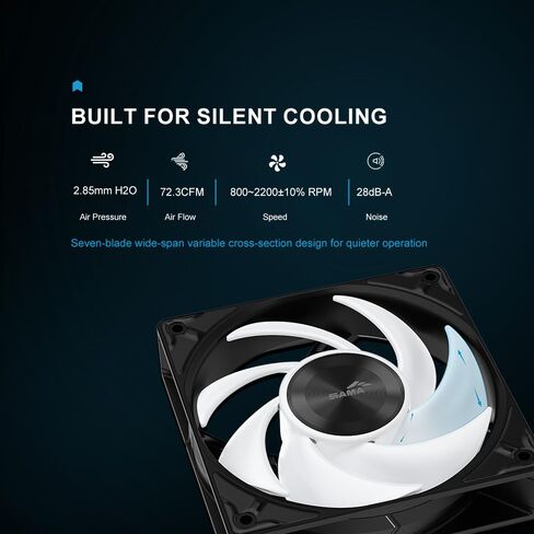 SAMA L50 360 AIO Liquid CPU Cooler, Dot-Matrix ARGB Pump Water Cooling Black in Kuwait