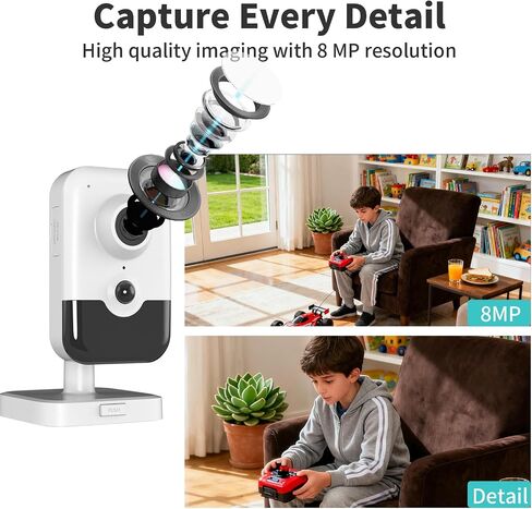 DS-2CD2483G2-I 8MP Home Security Camera Indoor, Cube PoE IP Cameras,Human Body Detection, H.265+, Build in SD Slot up to 512 GB, Two Way Talk, 2.8mm Lens, Work with Ⲏіk-Connect in Kuwait