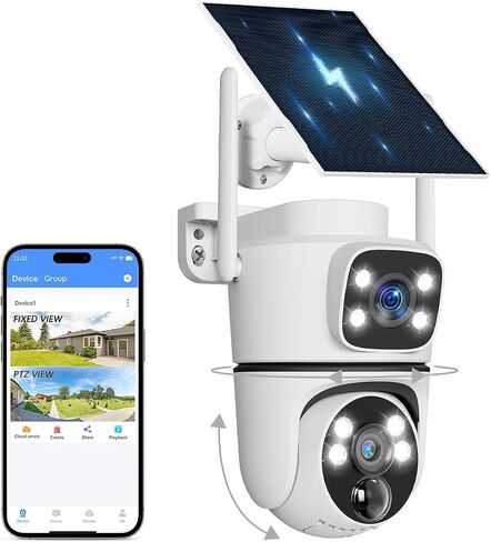 4MP Dual Lens PTZ Solar Wireless Security Camera Outdoor WiFi Cameras 1pcs in Kuwait