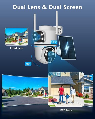 4MP Dual Lens PTZ Solar Wireless Security Camera Outdoor WiFi Cameras 1pcs in Kuwait