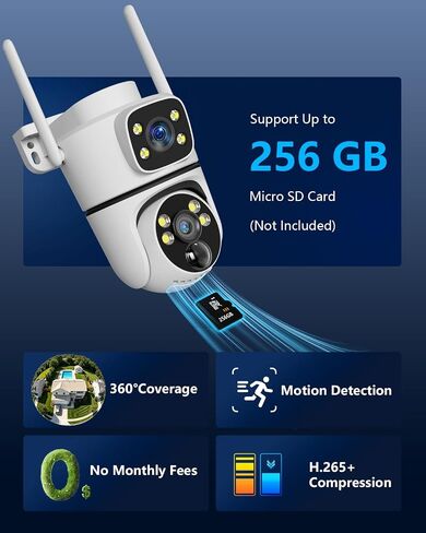 4MP Dual Lens PTZ Solar Wireless Security Camera Outdoor WiFi Cameras 1pcs in Kuwait