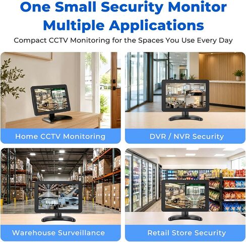 othoig 10.1 Inch Security Monitor, 1366x768 IPS Small HDMI Monitor with Built-in Speakers and Remote Control, HDMI VGA BNC AV Inputs and USB Port for CCTV Surveillance, DVR, NVR, PC, Raspberry Pi in Kuwait