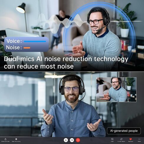 AOC Wireless Headset with Mic for Work, AI Noise-Canceling, Bluetooth 5.3 in Kuwait