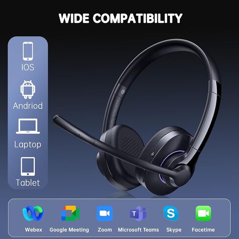AOC Wireless Headset with Mic for Work, AI Noise-Canceling, Bluetooth 5.3 in Kuwait