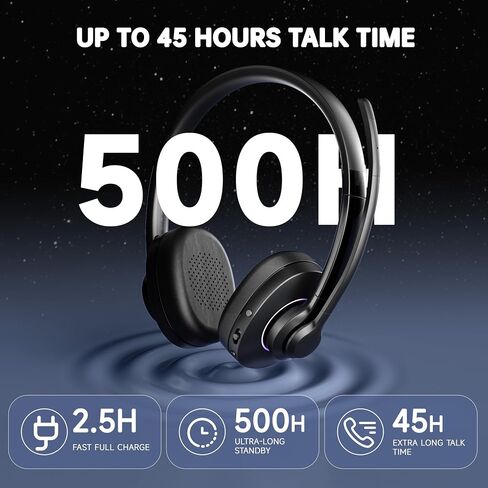 AOC Wireless Headset with Mic for Work, AI Noise-Canceling, Bluetooth 5.3 in Kuwait