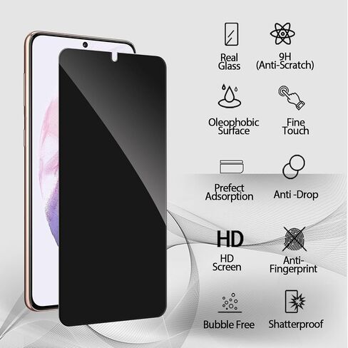 2 Pack Privacy Screen Protector for Samsung Galaxy S21 Plus with 2 Pack Camera Lens Protector, Anti-Spy Tempered Glass Film, Full Coverage, Anti-Scratch, Bubble Free, Easy Installation in Kuwait