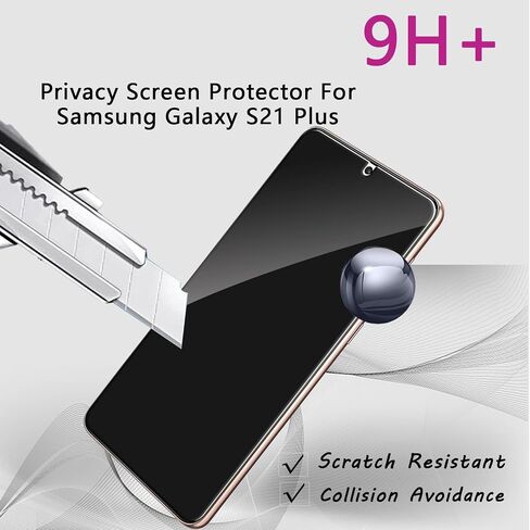2 Pack Privacy Screen Protector for Samsung Galaxy S21 Plus with 2 Pack Camera Lens Protector, Anti-Spy Tempered Glass Film, Full Coverage, Anti-Scratch, Bubble Free, Easy Installation in Kuwait