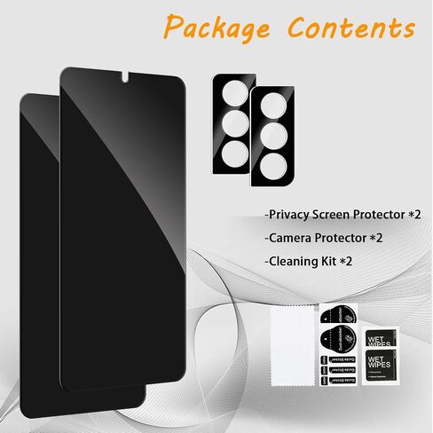 2 Pack Privacy Screen Protector for Samsung Galaxy S21 Plus with 2 Pack Camera Lens Protector, Anti-Spy Tempered Glass Film, Full Coverage, Anti-Scratch, Bubble Free, Easy Installation in Kuwait