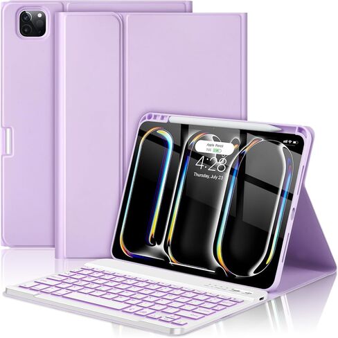 HOTLIFE for iPad Pro 11 Inch Case with Keyboard (M5/M4, 2025/2024), Magnetic Detachable - 7 Color Backlit Keyboard Case for iPad Pro 11,Wireless Folio Keyboard Case with Pencil Holder (Black) in Kuwait