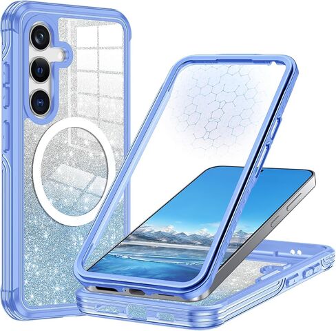 for Samsung Galaxy S26 Ultra Case,Built-in Tempered Glass Screen Protector,Full Body Protection & Camera Lens Guard,Fit for MagSafe & Military Grade Shockproof,with Glitter Card,All Purple in Kuwait