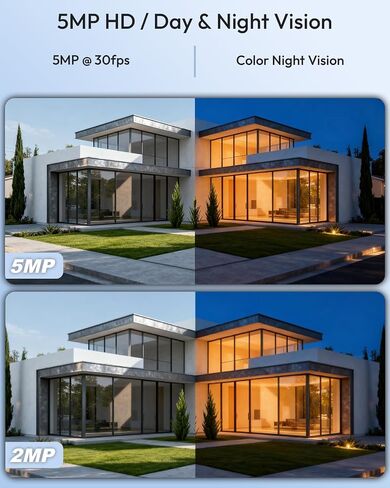 PoE Security Camera System, 6pcs Wired 5MP Outdoor IP Cameras with Color Night Vision, AI Human Detection, Two-Way Audio, 4K 8CH NVR with 3TB HDD for 24-7 Recording, No Monthly Fee in Kuwait