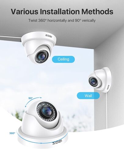 ZOSI 2MP 1080P Dome Camera Outdoor Indoor, Hybrid 4-in-1 CVI/TVI/AHD/CVBS in Kuwait