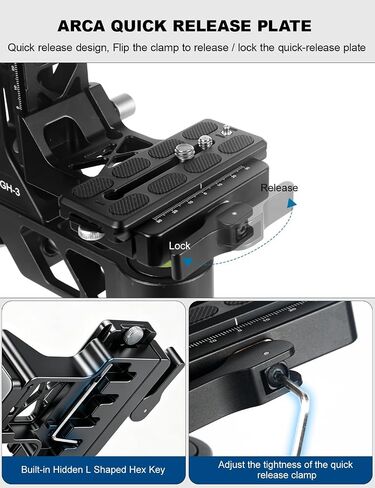 Koolehaoda Gimbal Tripod Head 360° Panoramic CNC Aluminum Arca Swiss in Kuwait