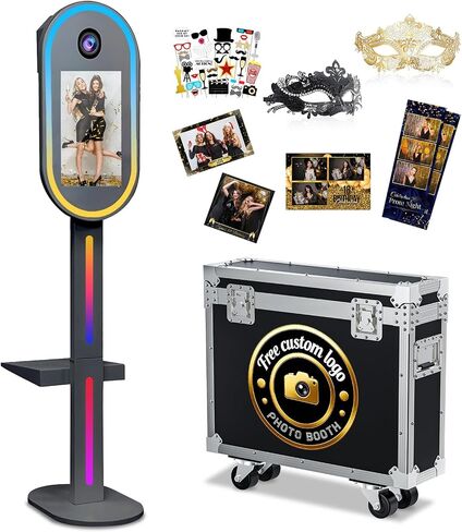 Magic Mirror Photo Booth,15.6" Touch Screen DSLR Photo Booth Machine, RGB Mood Light with Flight Case Remote App Control RGB Light for Weddings, Parties & Events (Black) in Kuwait