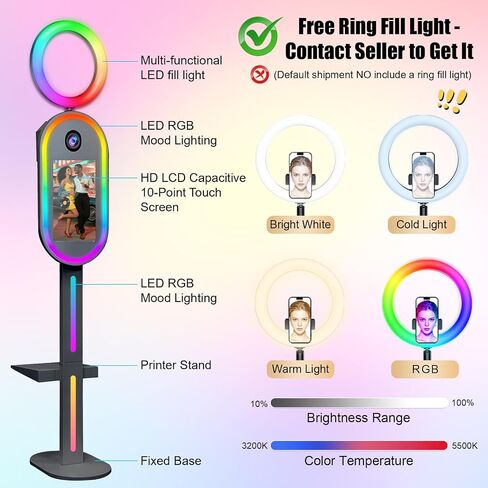 Magic Mirror Photo Booth,15.6" Touch Screen DSLR Photo Booth Machine, RGB Mood Light with Flight Case Remote App Control RGB Light for Weddings, Parties & Events (Black) in Kuwait