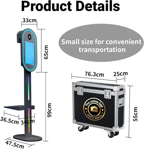Magic Mirror Photo Booth,15.6" Touch Screen DSLR Photo Booth Machine, RGB Mood Light with Flight Case Remote App Control RGB Light for Weddings, Parties & Events (Black) in Kuwait
