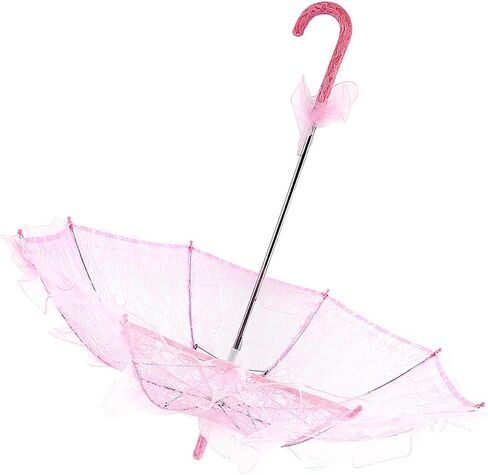 Bridal Lace Cotton Umbrella Elegant Wedding Photography Prop Decoration for Brides Wedding Parties Photography Props Lace (Pink) in Kuwait