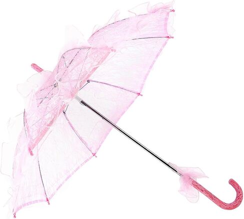 Bridal Lace Cotton Umbrella Elegant Wedding Photography Prop Decoration for Brides Wedding Parties Photography Props Lace (Pink) in Kuwait