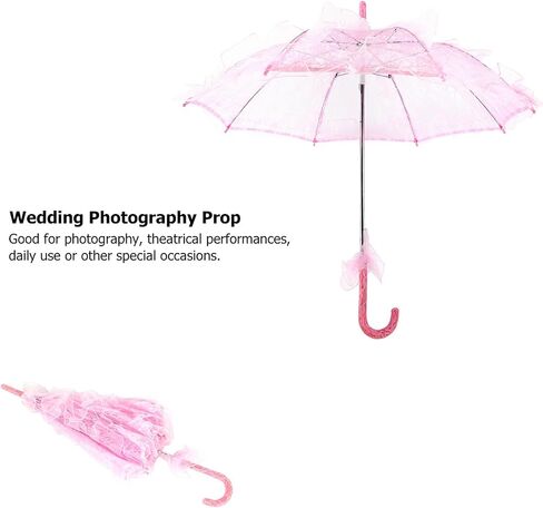 Bridal Lace Cotton Umbrella Elegant Wedding Photography Prop Decoration for Brides Wedding Parties Photography Props Lace (Pink) in Kuwait