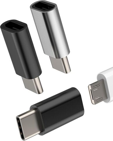 Micro USB Female to USB C Male Adapter for Charging (Pack of 3) Type C Cable Connector Compatible with Samsung Charging for Apple for iPhone 16 15 Pro for ipad Data Transfer sync car use in Kuwait