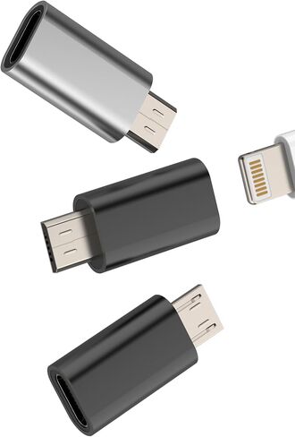 Lightning Female to Micro USB Male Adapter (Pack of 3) for Android Phone Charging Connector PC Connection Data Transfer sync Charging Compatible with Samsung Galaxy S6 S7 Edge+ S7 Active Note5 in Kuwait