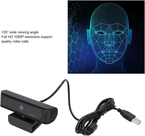 Tangxi 1080P Webcam with Hello, 120° Wide Angle Lens Computer Web Camera Compatible with 11 10, Face Recognition USB PC Webcam for Computer Laptop in Kuwait