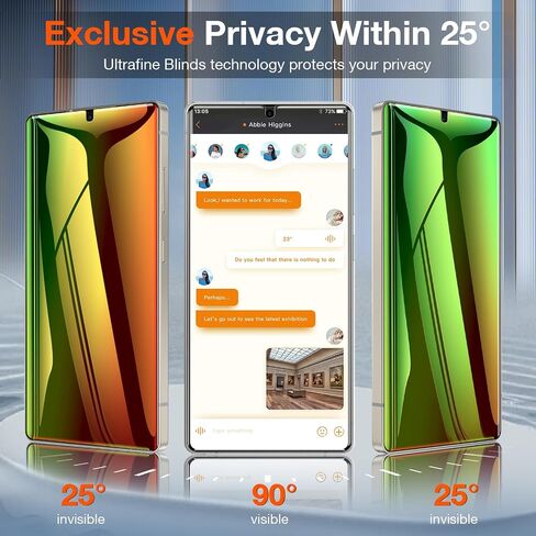 LYWHL 2 Pack for Samsung Galaxy S25 Ultra Privacy Screen Protector, Gradient Colorful Anti-Spy Film[Not Glass] [Like Original Fingerprint Unlock], Anti-Blue Light, Sensitive Touch, Case Friendly in Kuwait