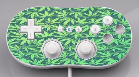 Weed Pattern Green Vinyl Decal Sticker Skin by Debbie's Designs for Wii Classic Controller in Kuwait