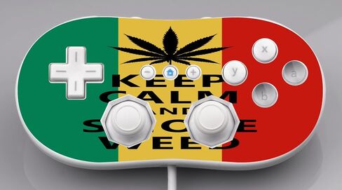 Keep Calm and Smoke Weed Flag Vinyl Decal Sticker Skin by Debbie's Designs for Wii Classic Controller in Kuwait