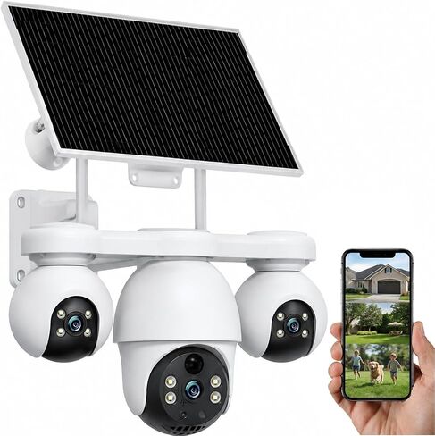 XIAOVV 8MP Triple Lens Triple Screen Solar Security Camera Wireless Outdoor in Kuwait