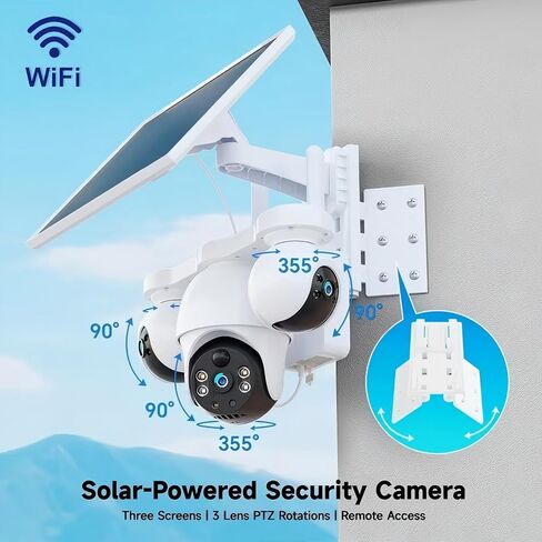 XIAOVV 8MP Triple Lens Triple Screen Solar Security Camera Wireless Outdoor in Kuwait