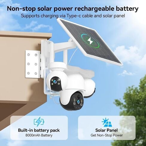 XIAOVV 8MP Triple Lens Triple Screen Solar Security Camera Wireless Outdoor in Kuwait