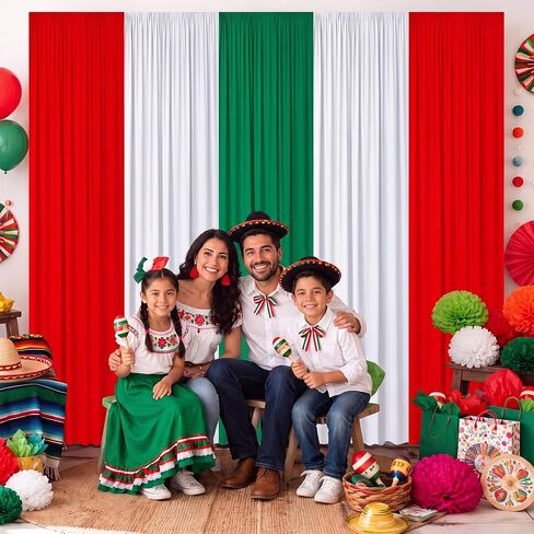 Hahafelt 5 Pcs Mexican Independence Day Backdrop 6.5 x 9.5 ft Curtain in Kuwait