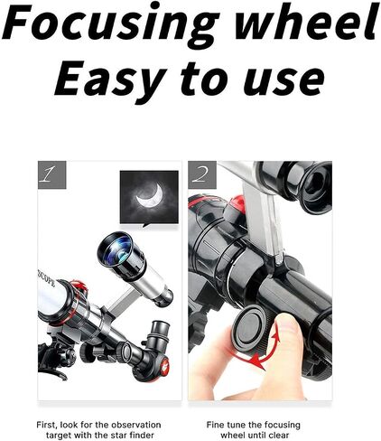 Telescope for Kids Adults Beginner 50mm Refractor Astronomy Telescope with Finder Scope & Tripod Multi-Powered Eyepiece Monocular for Watching Birdwatching Hunting Hiking Sightseeing Telescope (Silver in Kuwait