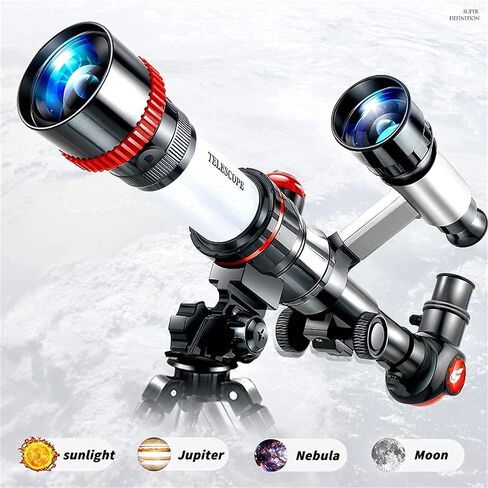 Telescope for Kids Adults Beginner 50mm Refractor Astronomy Telescope with Finder Scope & Tripod Multi-Powered Eyepiece Monocular for Watching Birdwatching Hunting Hiking Sightseeing Telescope (Silver in Kuwait