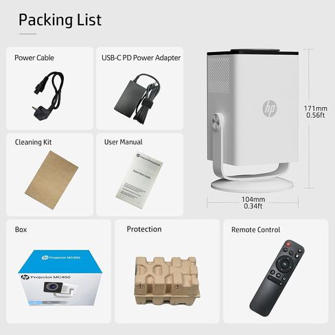 HP Projector Built-in Apps, USB-C Power Bank Compatible for Outdoor MC400 in Saudi Arabia